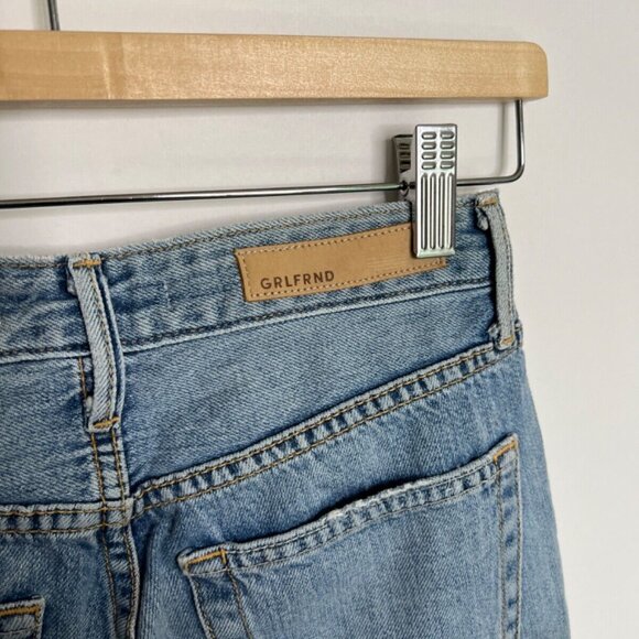 GRLFRND Mica Jeans Size 24 Distressed High Waisted Button Fly High Light Blue - Picture 7 of 7